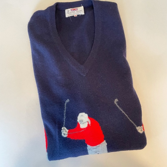 Vintage Eddie Scott Cashmere v-neck Golf Sweater - Picture 6 of 8